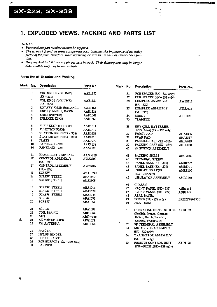 Service Manual-Anleitung für Pioneer SX-339 SX-229 