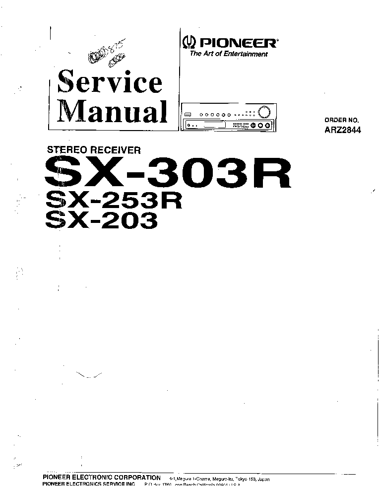 PIONEER SX-303R SX-253R SX-203 ARZ2844 service manual (1st page)