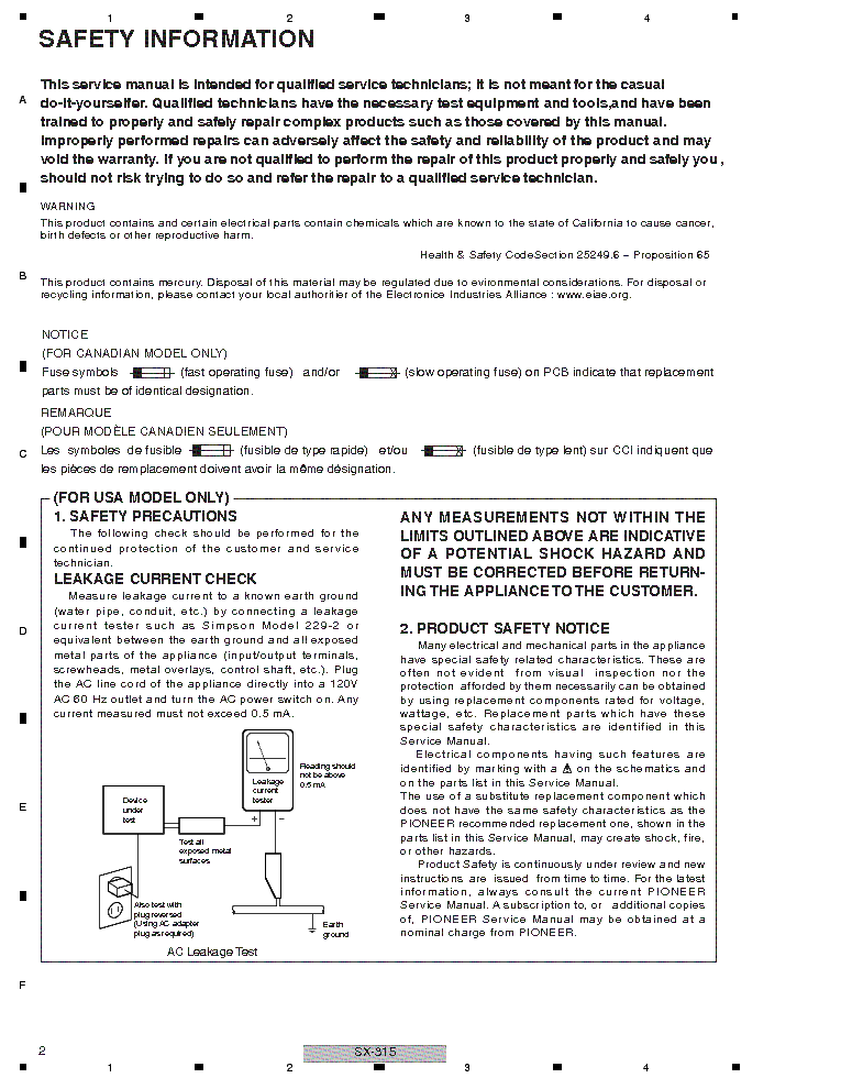 PIONEER SX-315 SM service manual (2nd page)