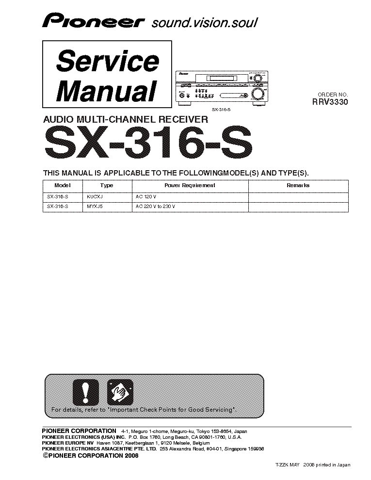 PIONEER SX-316S service manual (1st page)