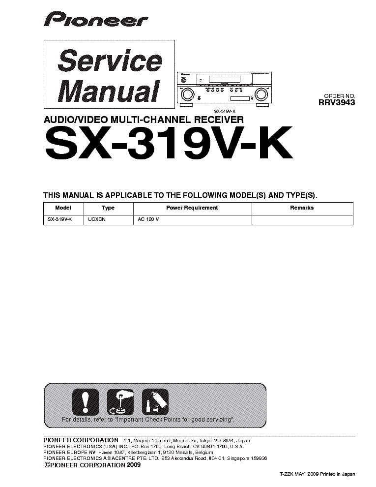 PIONEER SX-319V-K SM service manual (1st page)