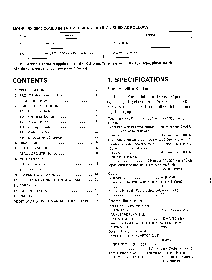 PIONEER SX-3900 SM service manual (2nd page)