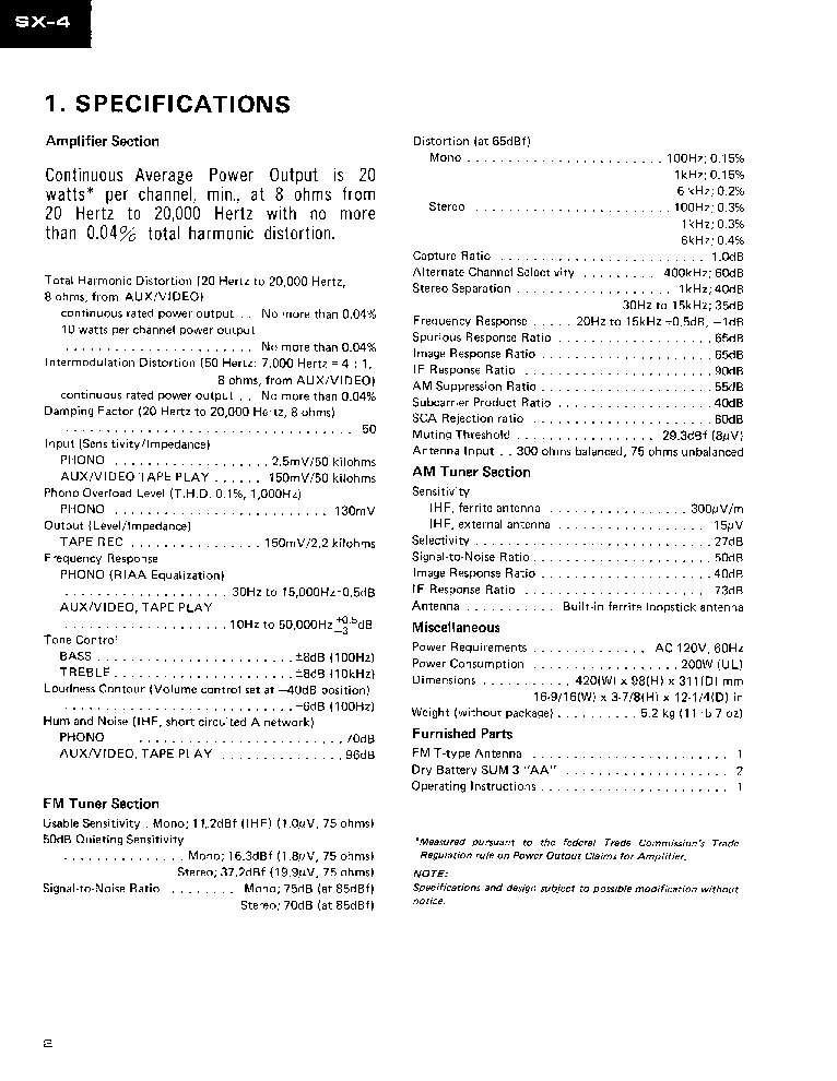 PIONEER SX-4 service manual (2nd page)