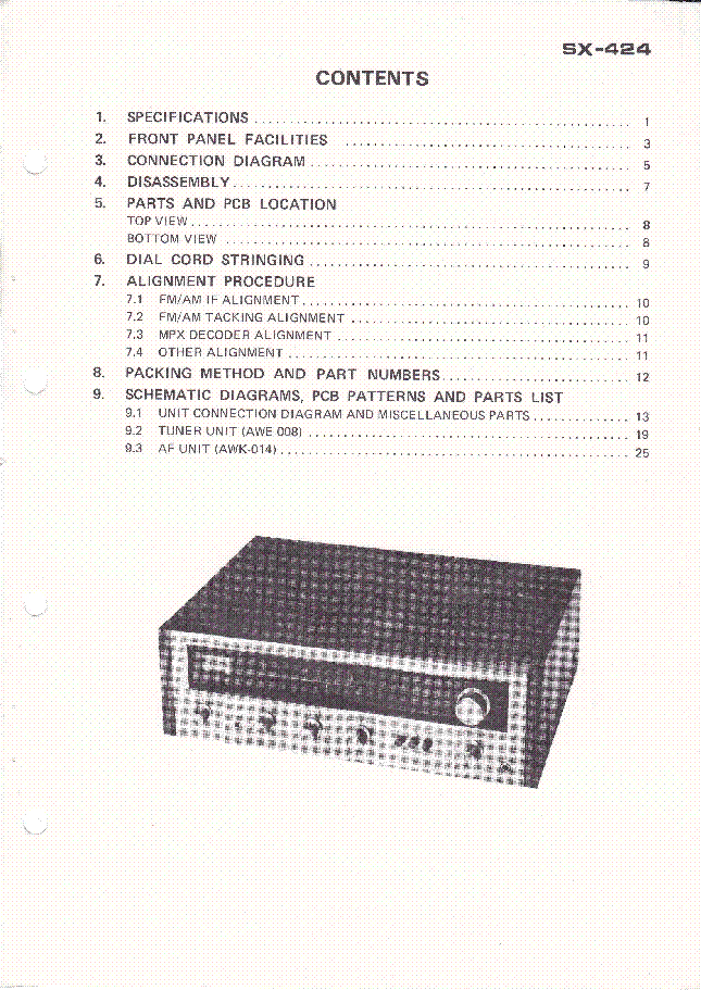 PIONEER SX-424 KUW FVZW AM-FM STEREO RECEIVER 1972 SM service manual (2nd page)