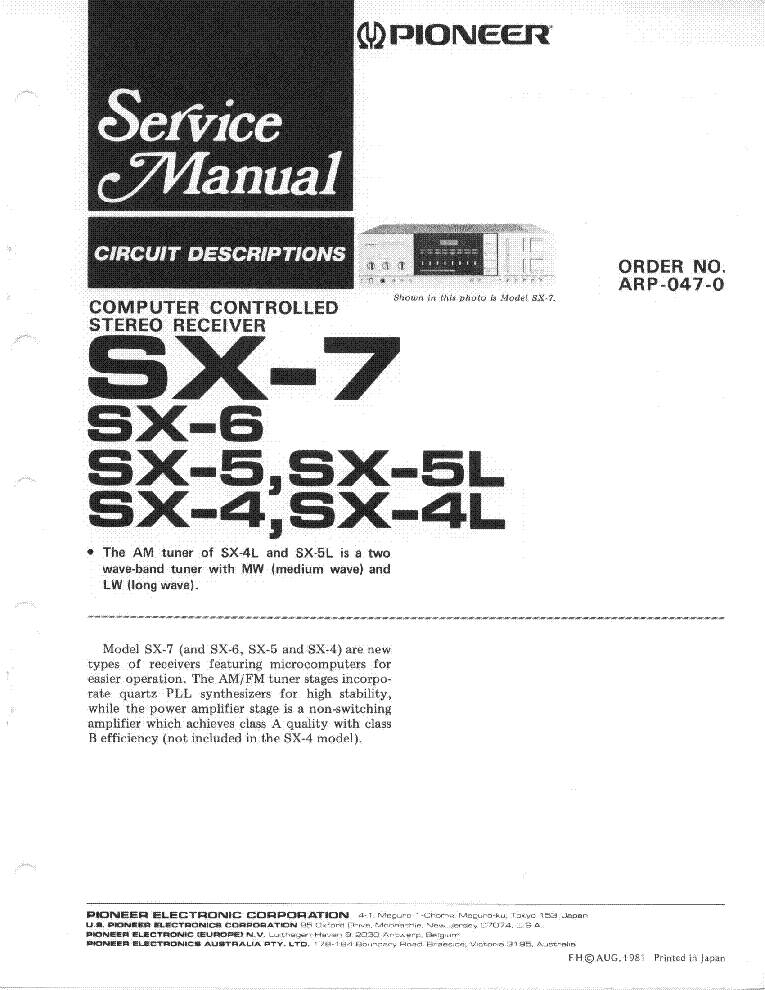 PIONEER SX-4 5 6 7 SM service manual (1st page)