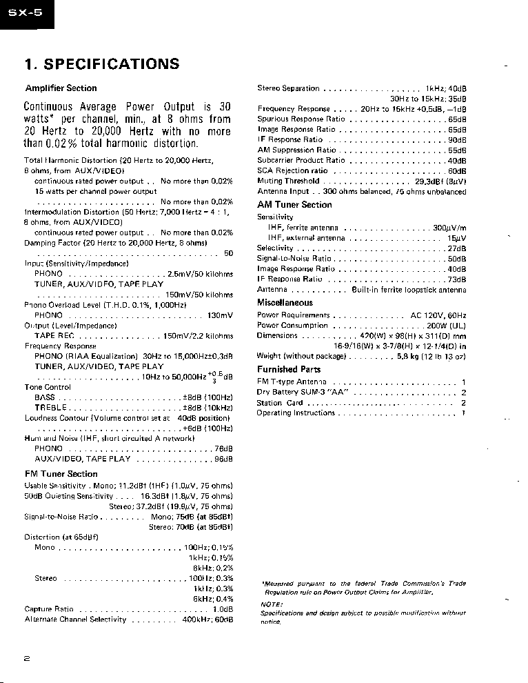 PIONEER SX-5 ARP-009-0 SM service manual (2nd page)