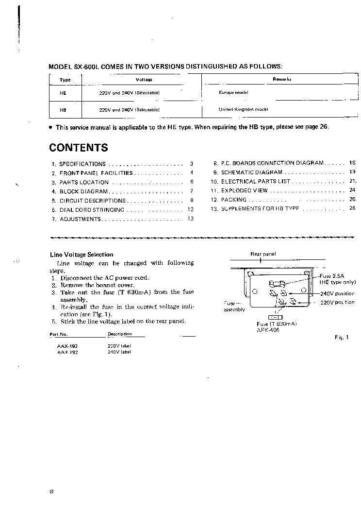 PIONEER SX-600L SM service manual (2nd page)