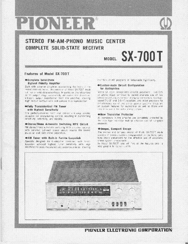 PIONEER SX-700T SM service manual (1st page)