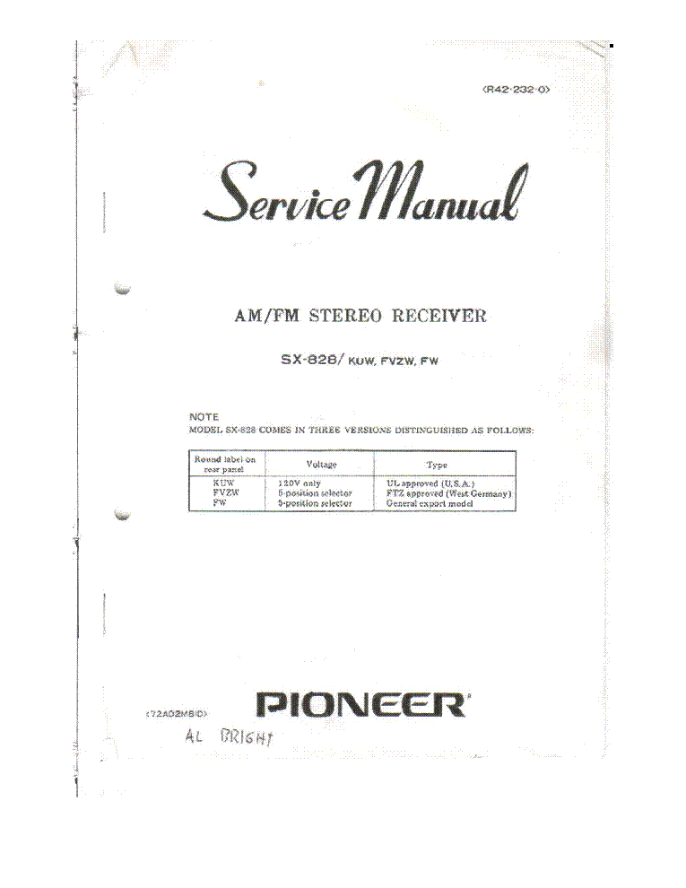 PIONEER SX-828 SM service manual (1st page)