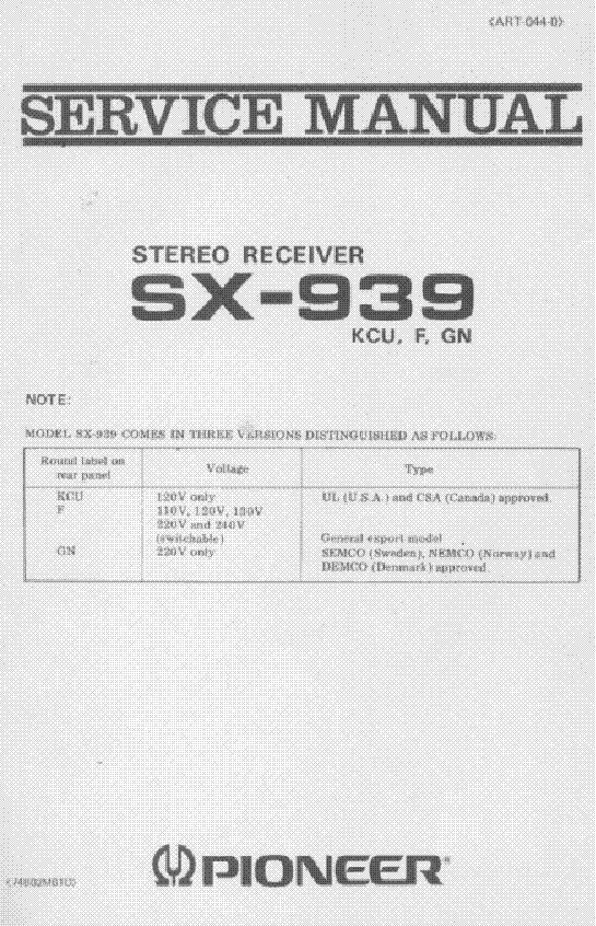 PIONEER SX-939 SM 3 service manual (1st page)