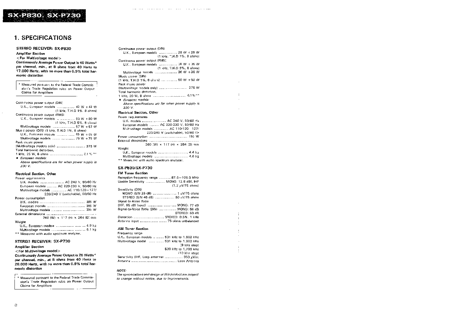 PIONEER SX-P830 SX-P730 SM service manual (2nd page)