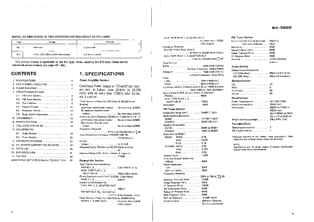 PIONEER SX3900 service manual (2nd page)