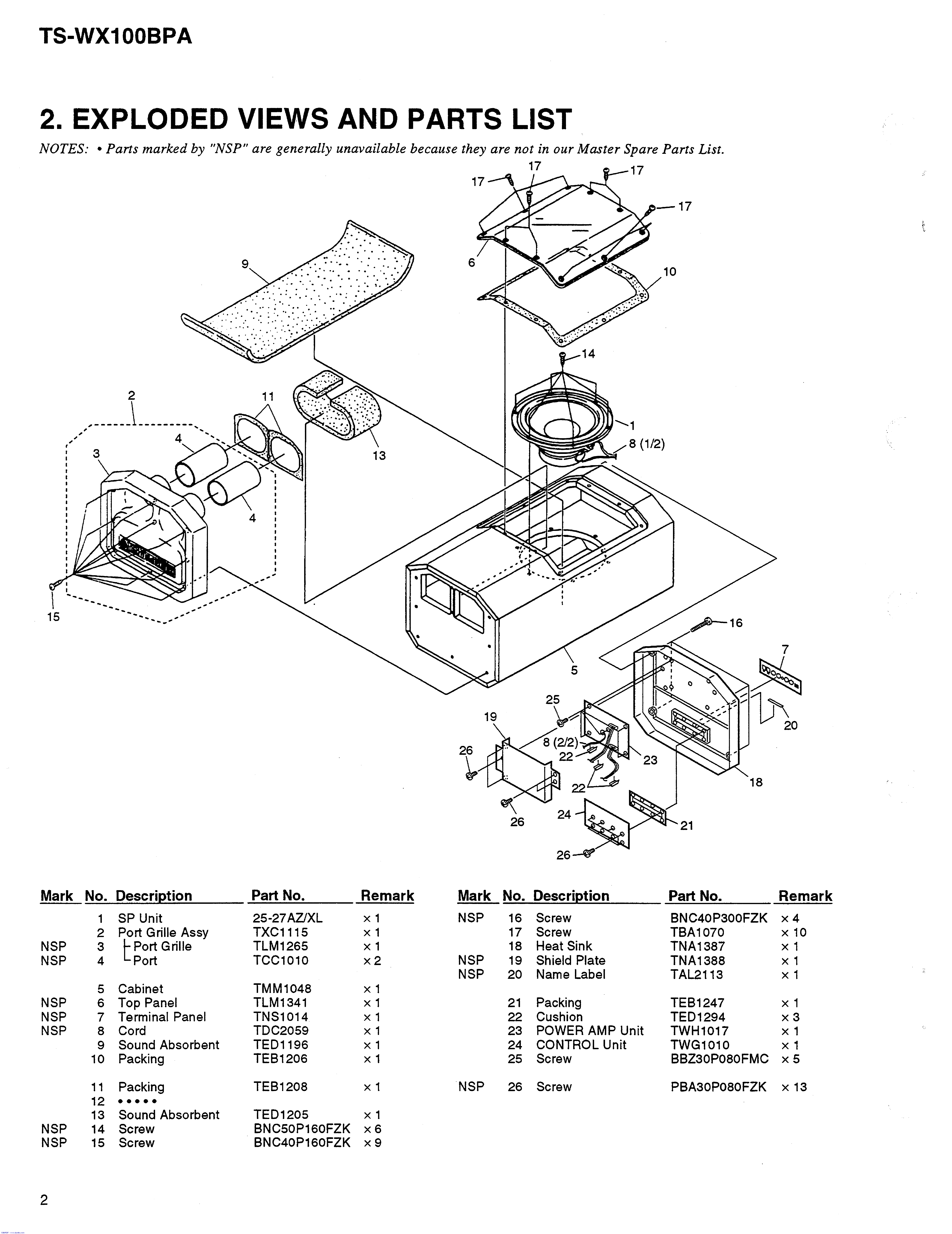 PIONEER TS-WX100 SM service manual (2nd page)