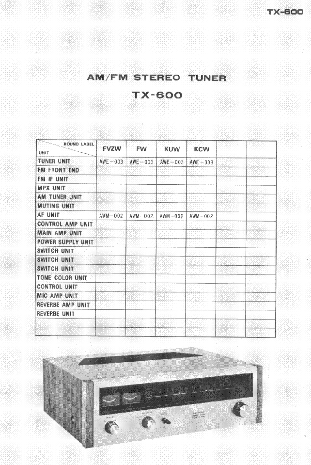 PIONEER TX-600 SM service manual (1st page)