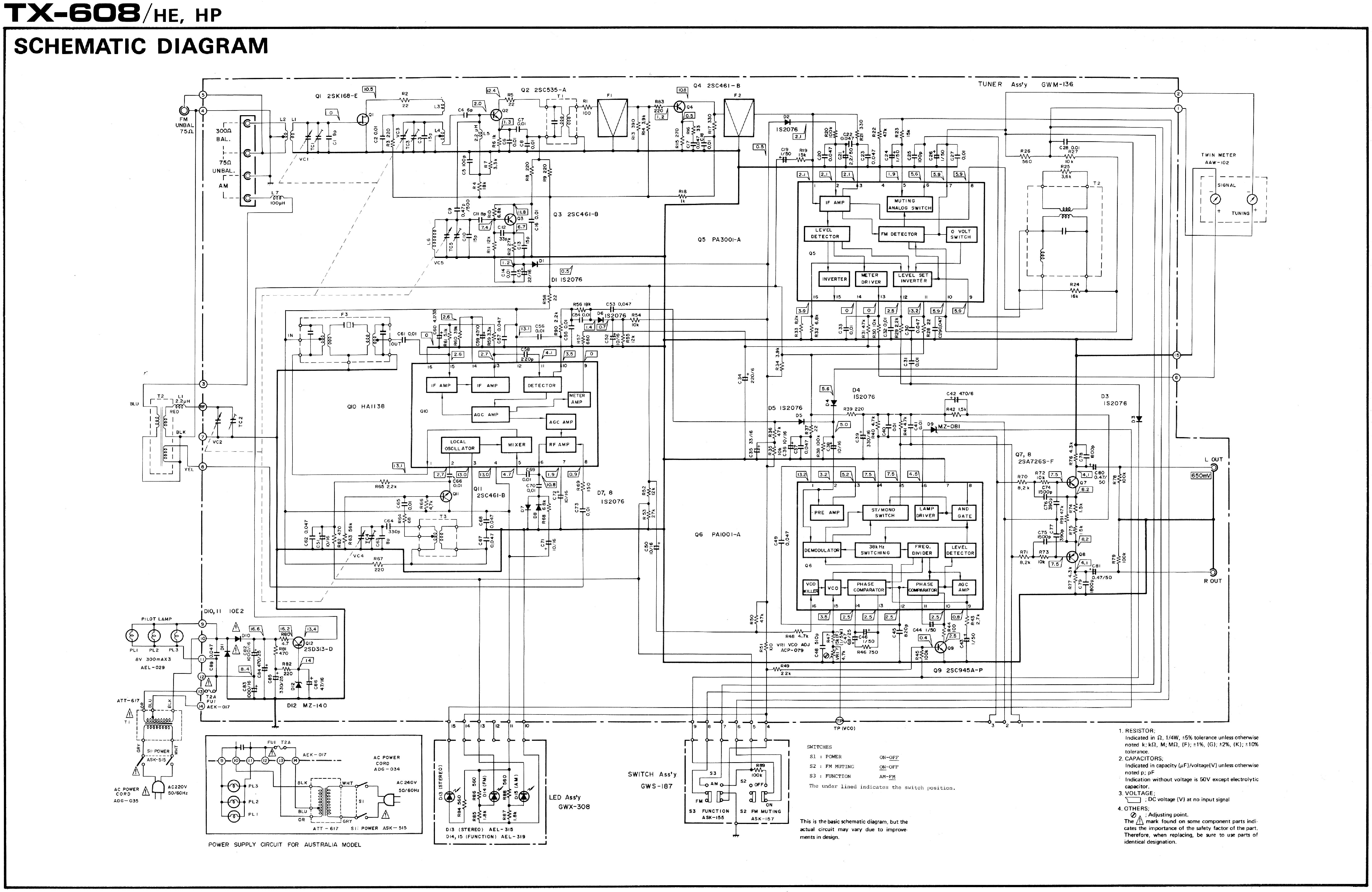 PIONEER TX-608 SCH service manual (1st page)
