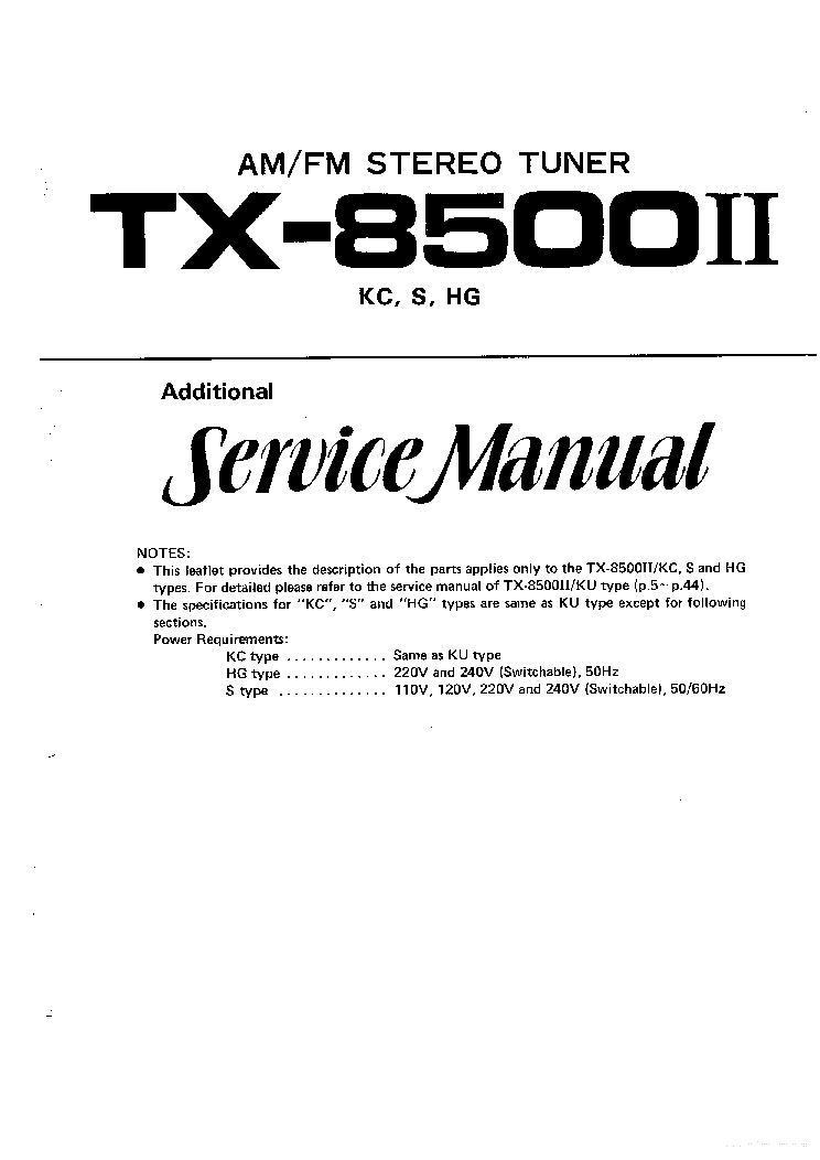 PIONEER TX-8500-II SM ADDITIONAL service manual (1st page)