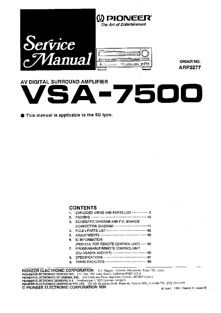 PIONEER VSA-7500 SM service manual (1st page)