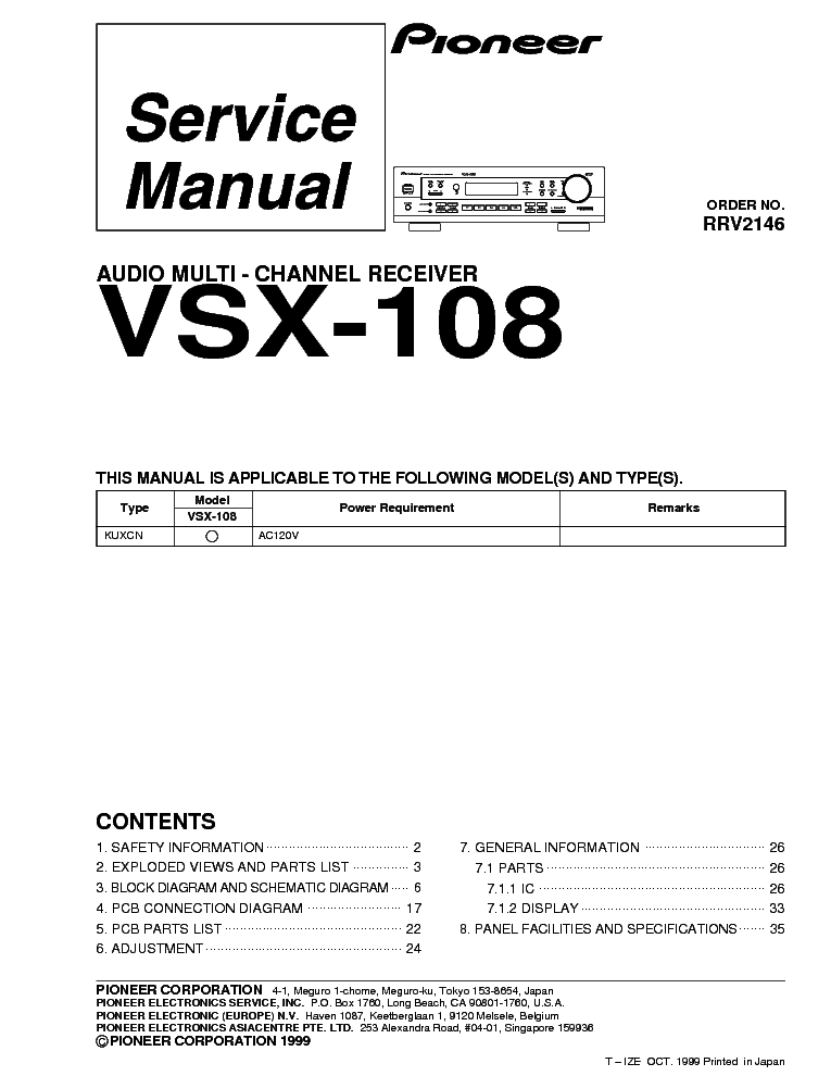 PIONEER VSX-108 service manual (1st page)