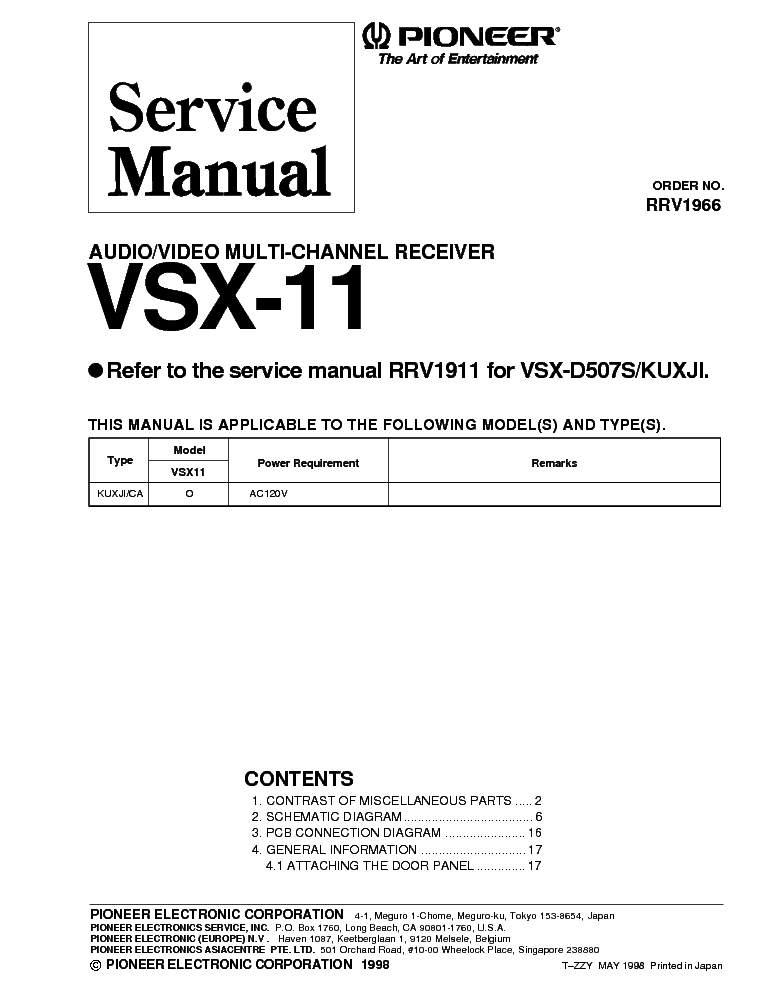 PIONEER VSX-11 service manual (1st page)