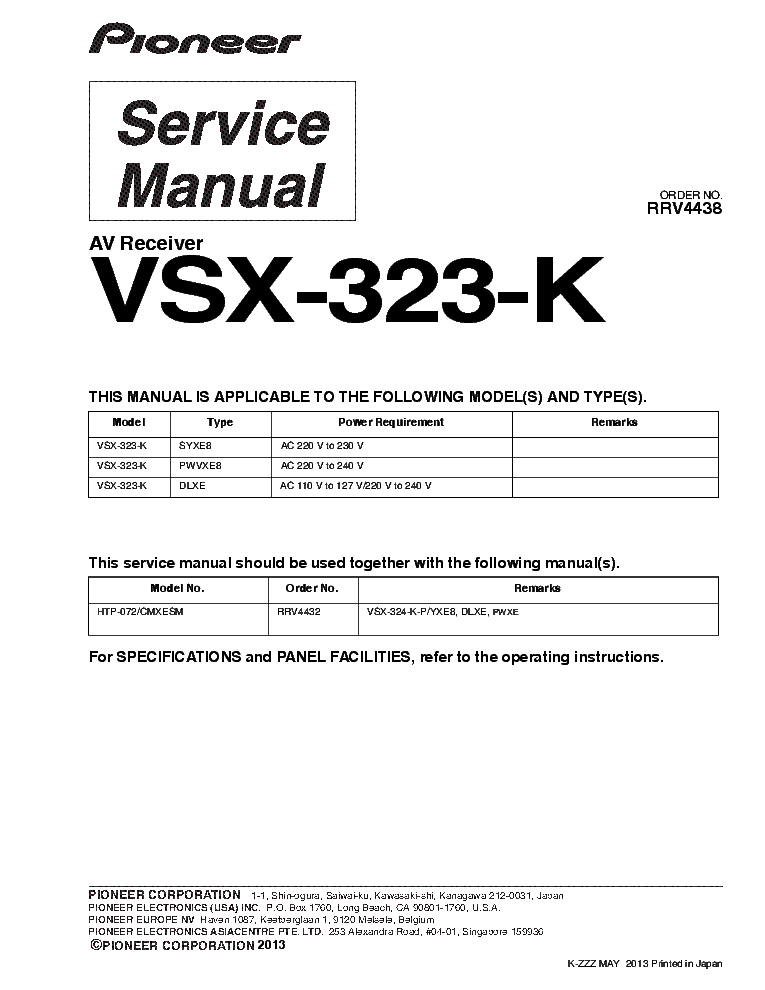 PIONEER VSX-323-K RRV4438 service manual (1st page)