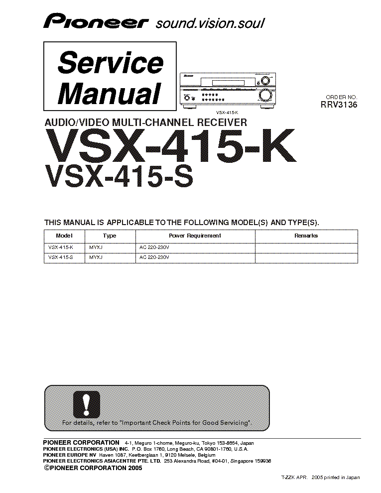 PIONEER VSX-415-K service manual (1st page)