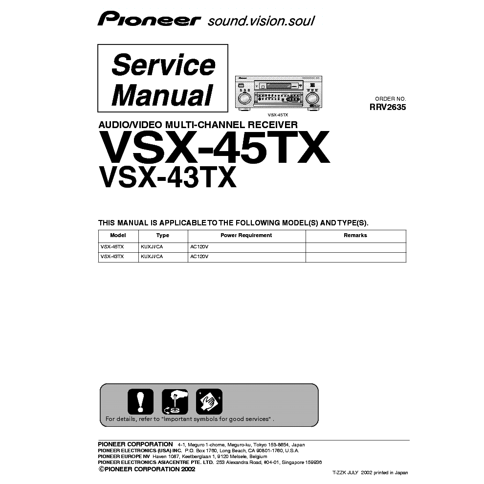PIONEER VSX-43TX 45TX SM service manual (1st page)