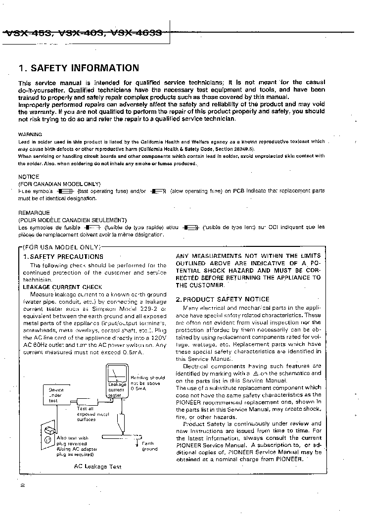 PIONEER VSX-453 VSX-403 VSX-463S service manual (2nd page)