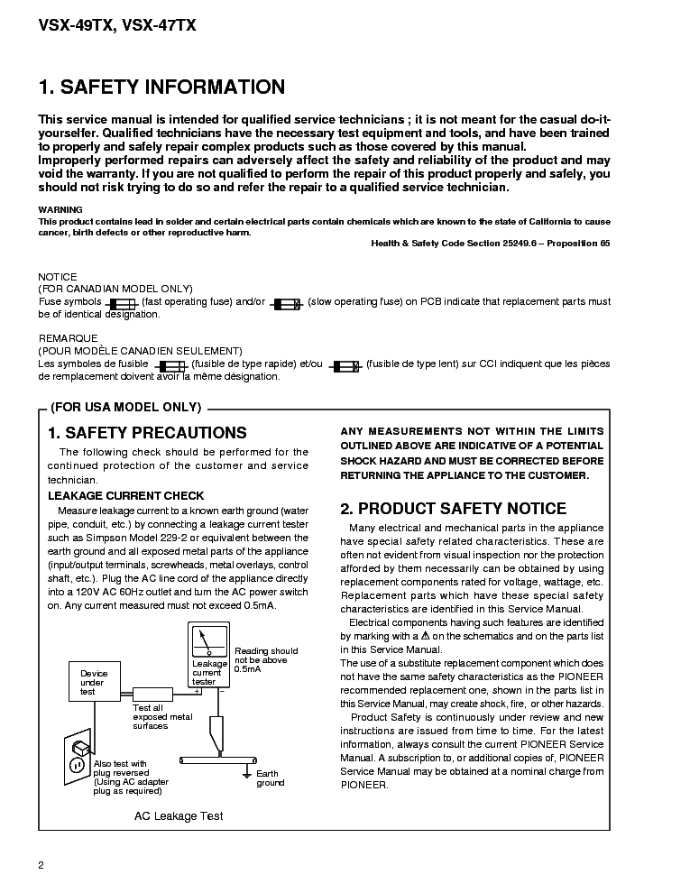 PIONEER VSX-47TX 49TX SM service manual (2nd page)