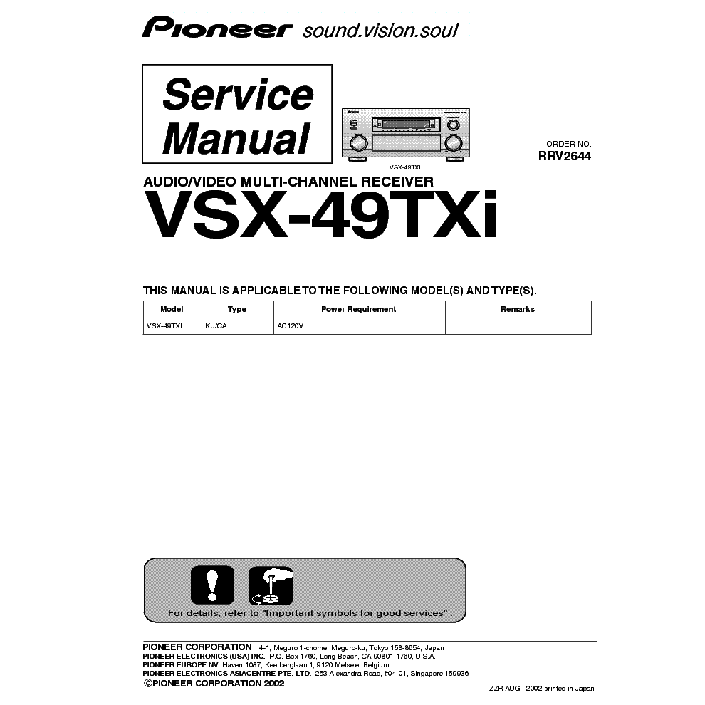 PIONEER VSX-49TXI RRV2644 SM service manual (1st page)