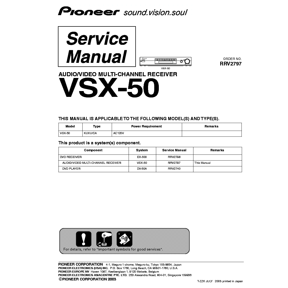 PIONEER VSX-50 SM service manual (1st page)