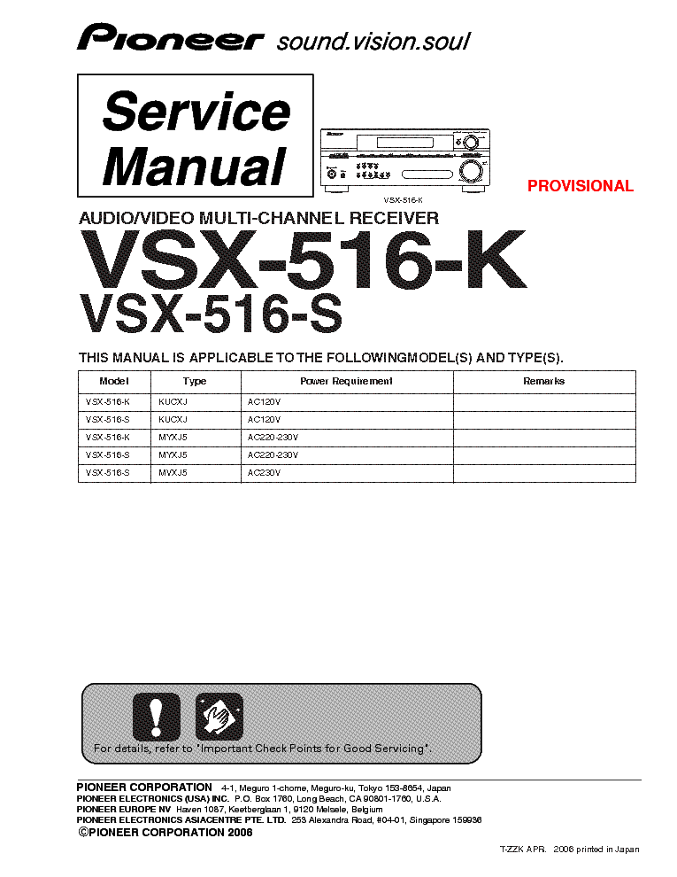 PIONEER VSX-516K S service manual (1st page)