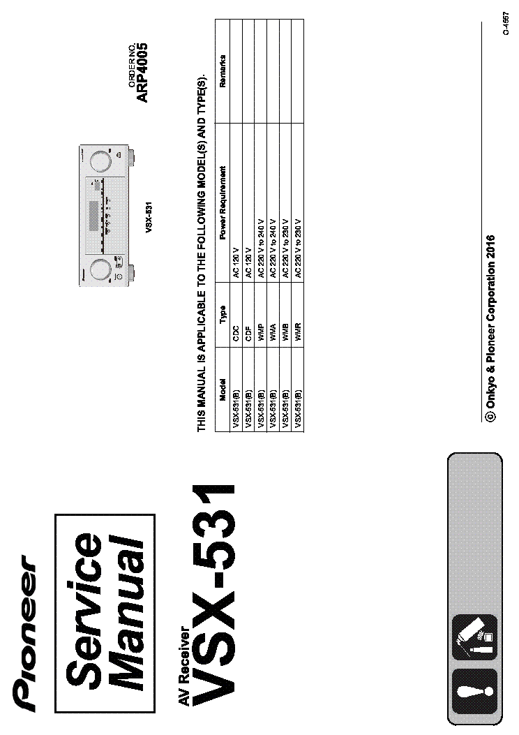 PIONEER VSX-531 Service Manual download, schematics, eeprom, repair
