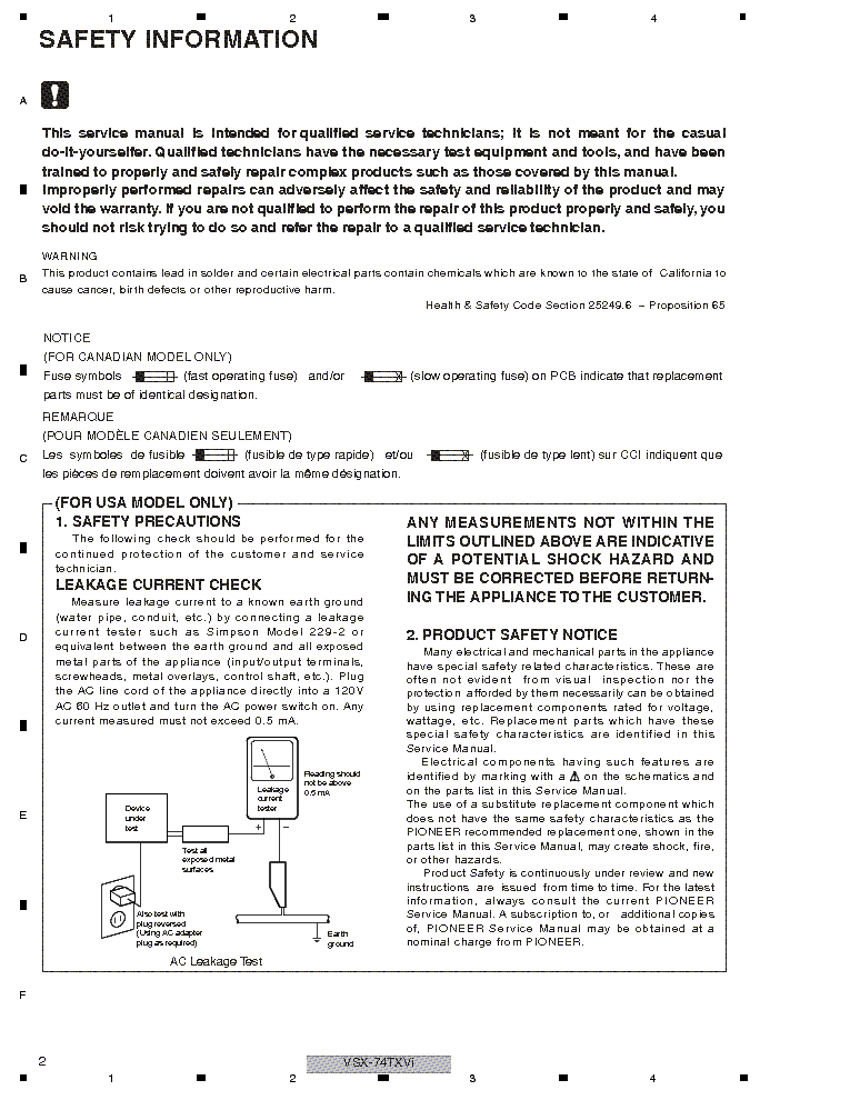 PIONEER VSX-74TXVI SM service manual (2nd page)