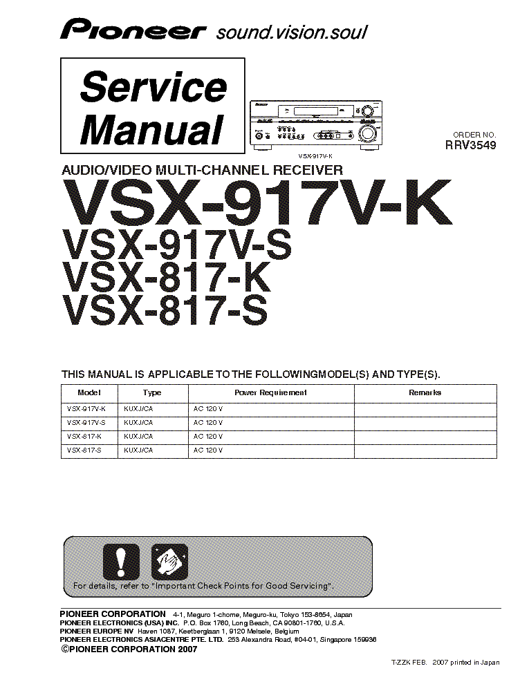 PIONEER VSX-817-K 817-S 917V-K-S RRV3549 SM service manual (1st page)