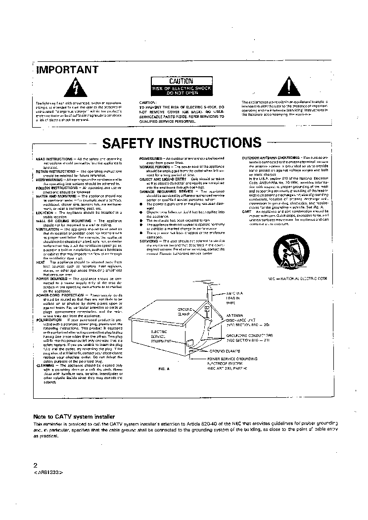PIONEER VSX-95 AV STEREO RECEIVER 1995 SM service manual (2nd page)