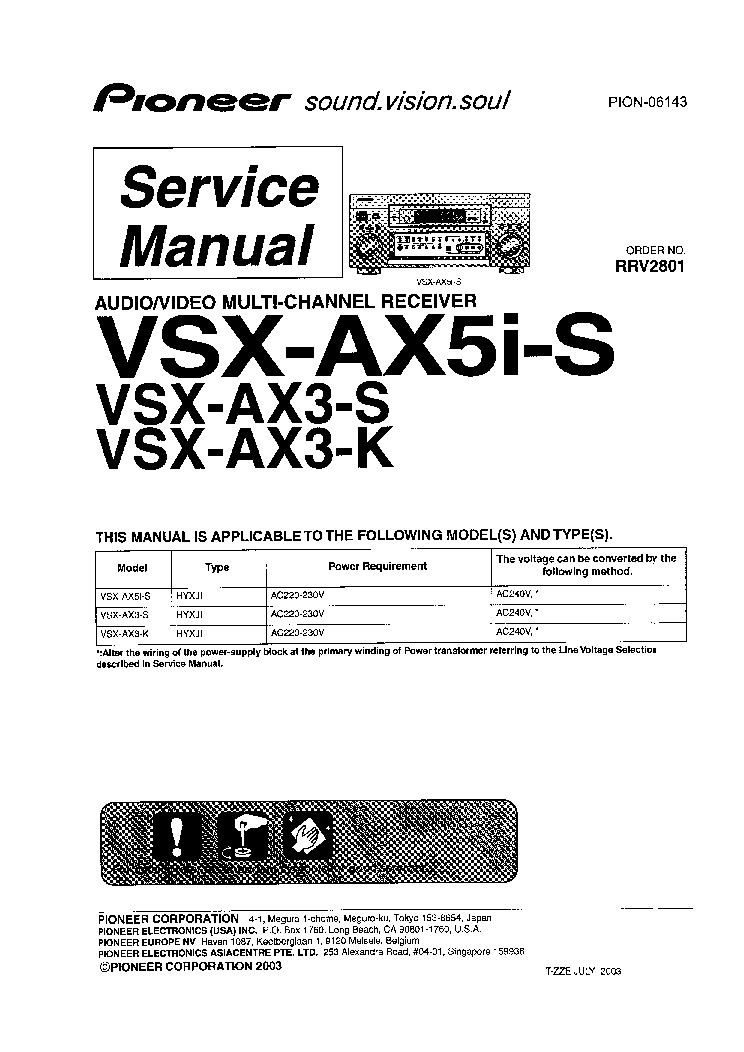 PIONEER VSX-AX3S SM service manual (1st page)