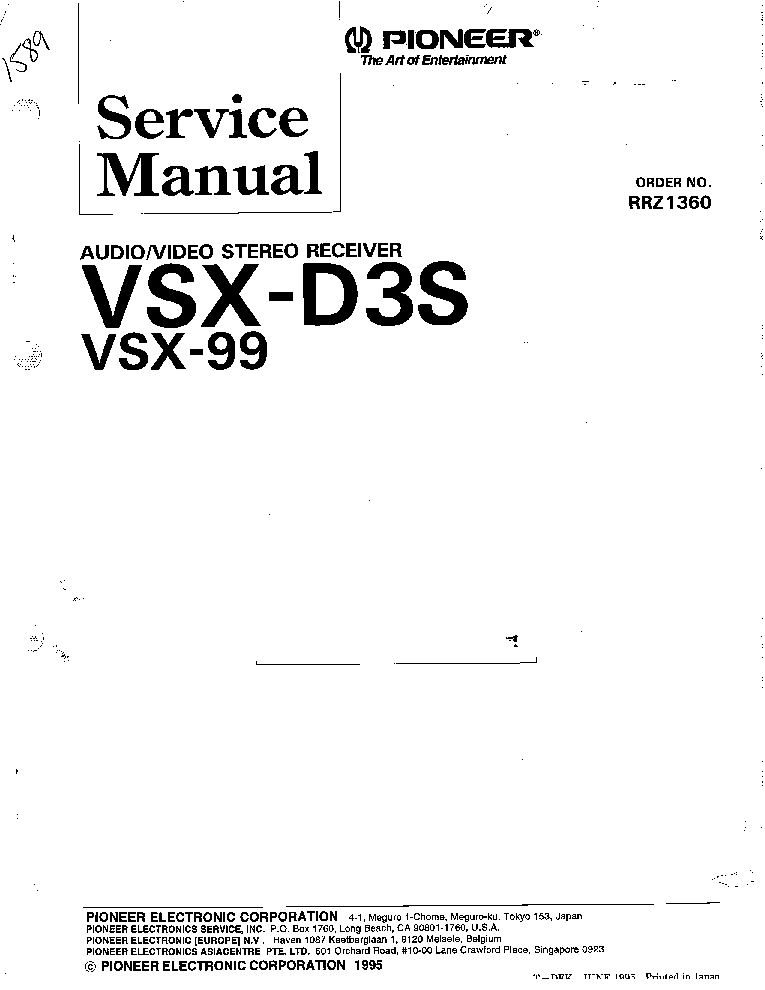 PIONEER VSX-D3S VSX-99 SM service manual (1st page)