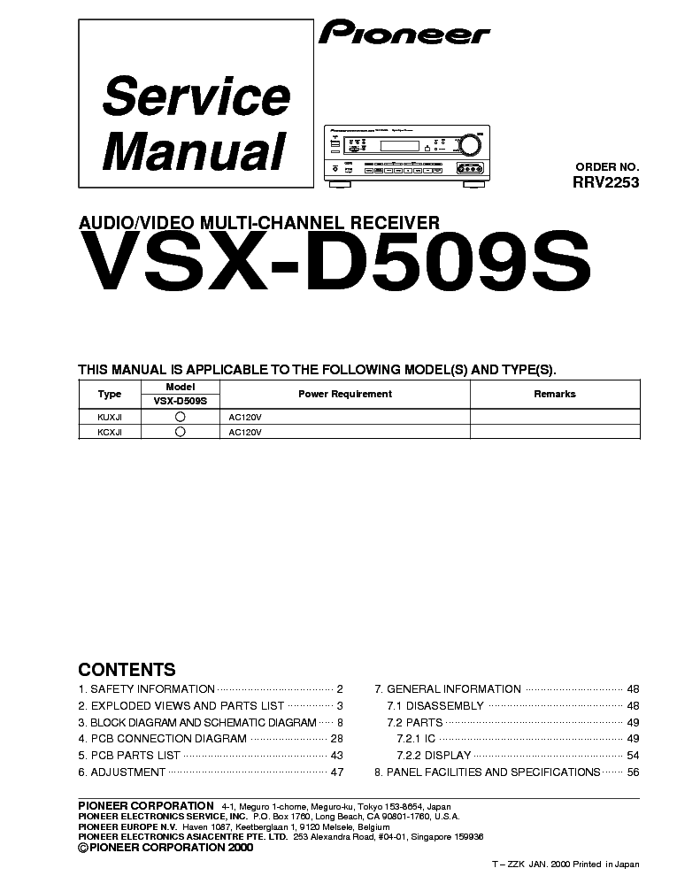 PIONEER VSX-D509S service manual (1st page)