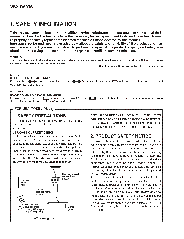 PIONEER VSX-D509S RRV2253 FULL service manual (2nd page)