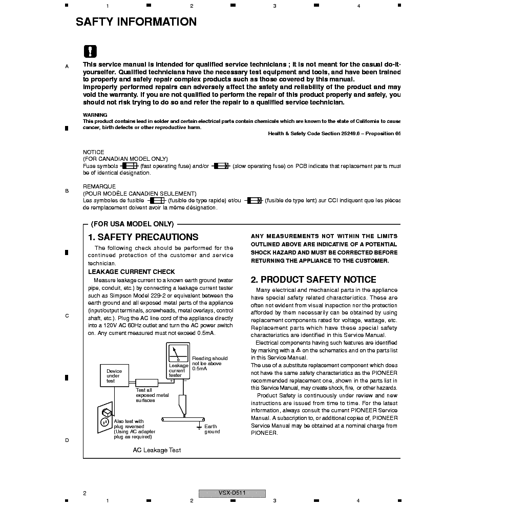 PIONEER VSX-D511 SM service manual (2nd page)