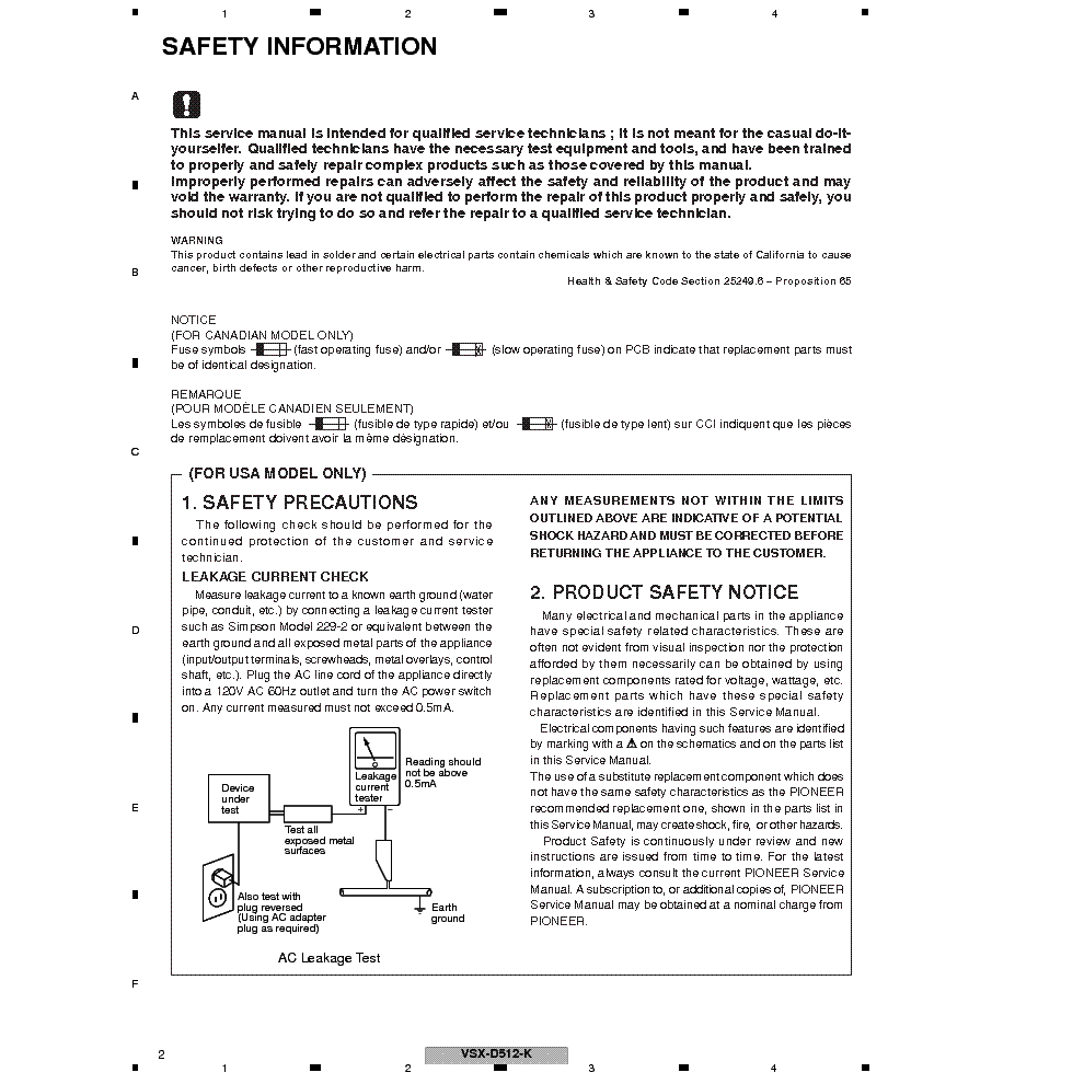 PIONEER VSX-D512-K VSX-D512-S RRV2743 SM service manual (2nd page)