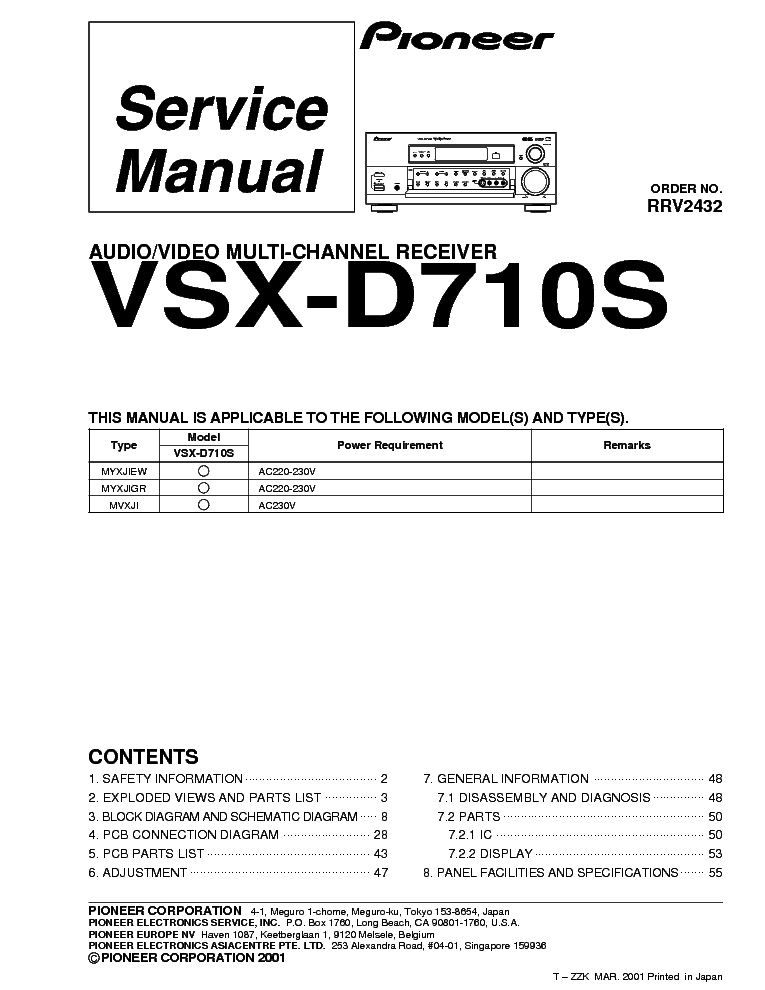 PIONEER VSX-D710S-RRV2432 SM service manual (1st page)