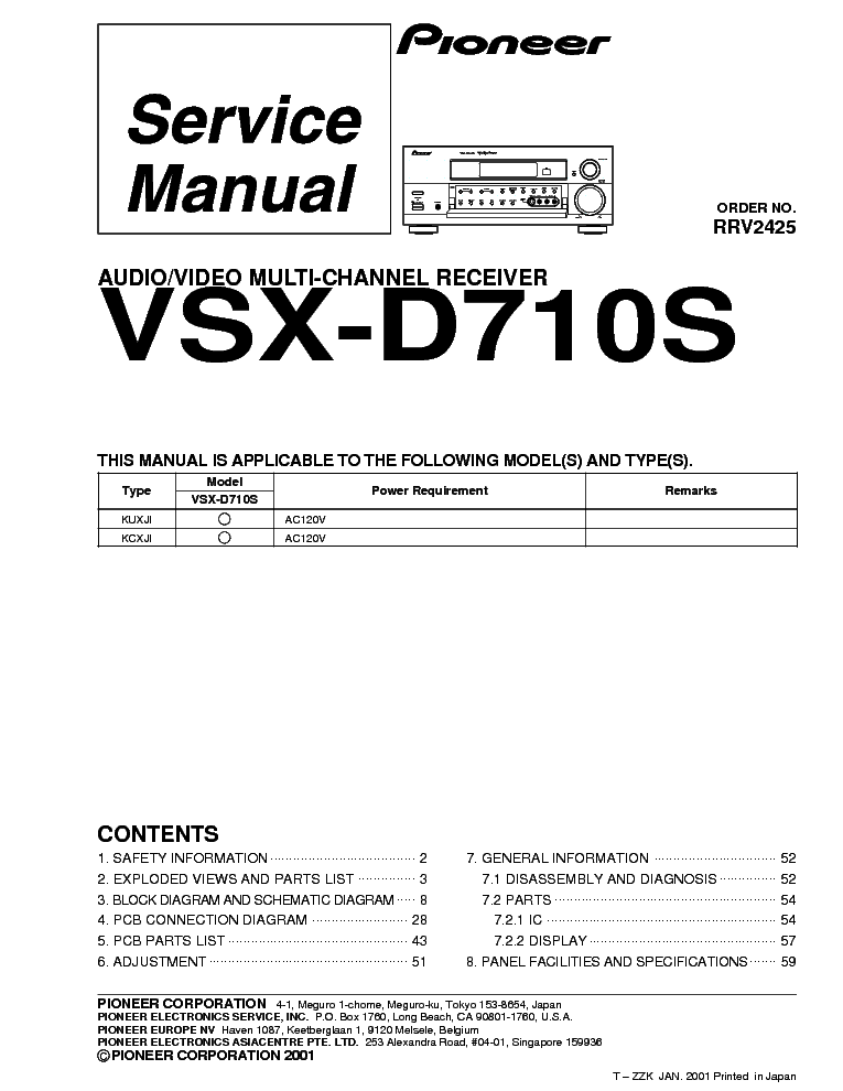 PIONEER VSX-D710S RRV2425 SM 2 service manual (1st page)