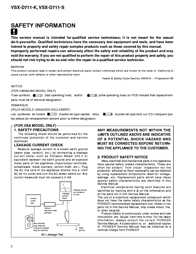 PIONEER VSX-D711 RRV2607 SM service manual (2nd page)