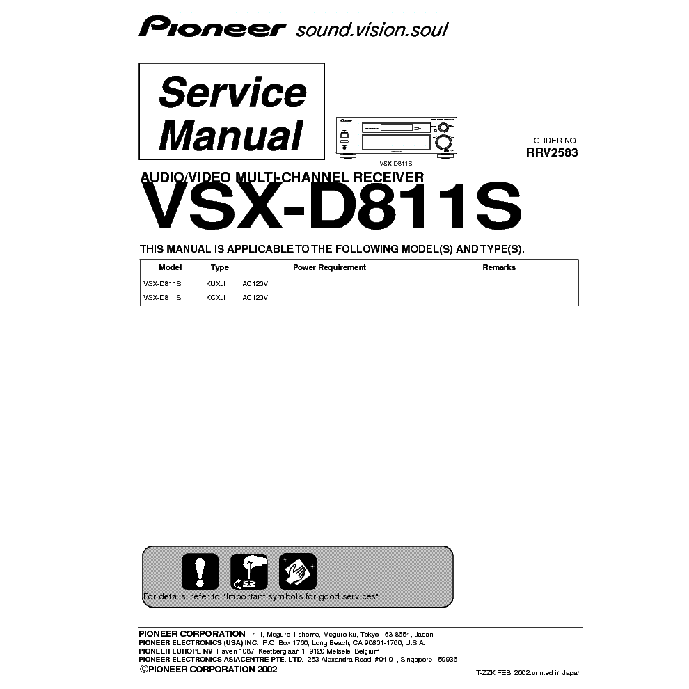 PIONEER VSX-D811S RRV2583 SM service manual (1st page)