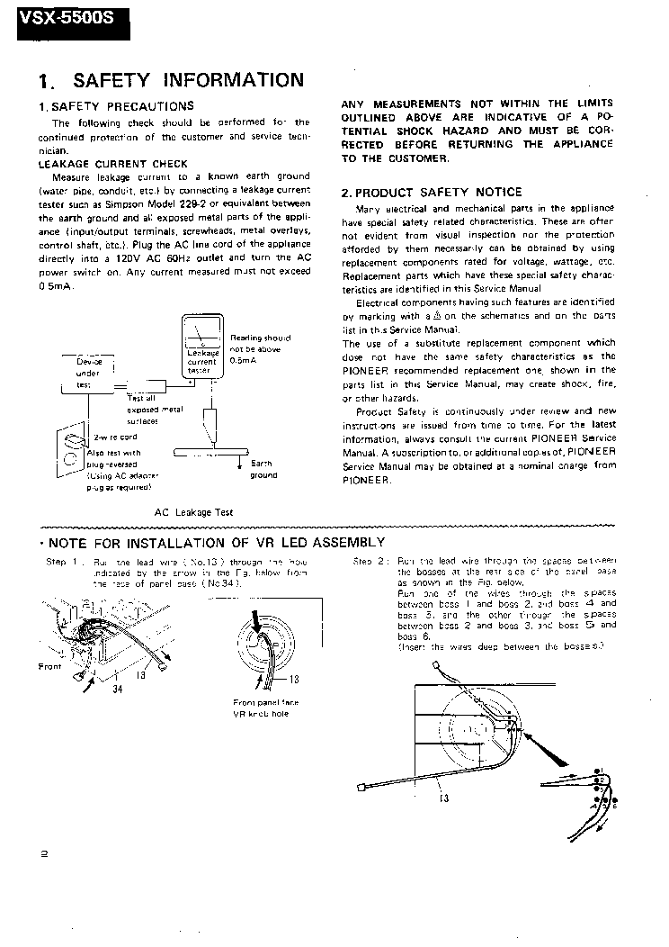 PIONEER VSX5400 VSX5500S service manual (2nd page)