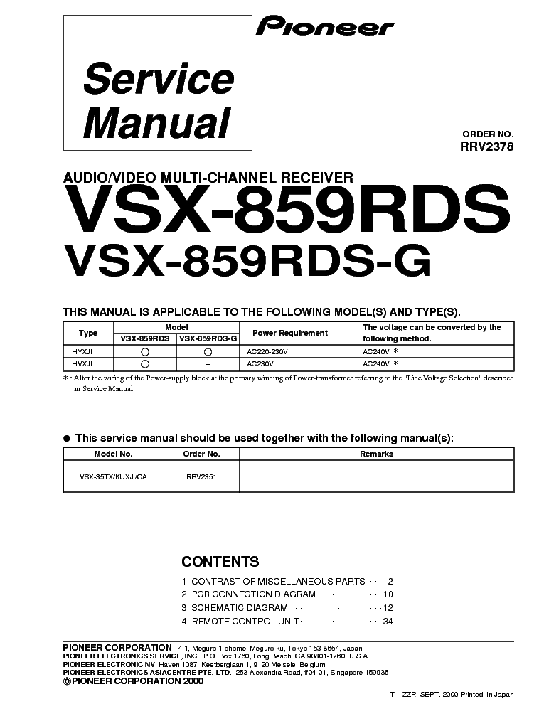 PIONEER VSX859RDS VSX859RDSG1 SM service manual (1st page)