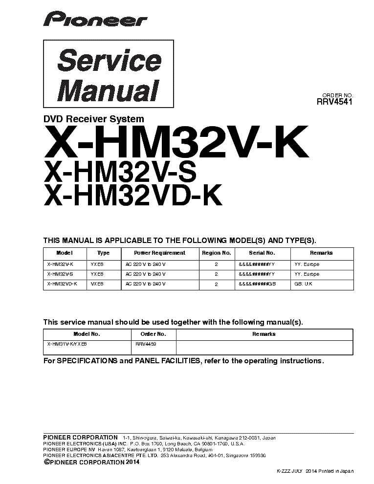 PIONEER X-HM32V-S X-HM32VD-K service manual (1st page)