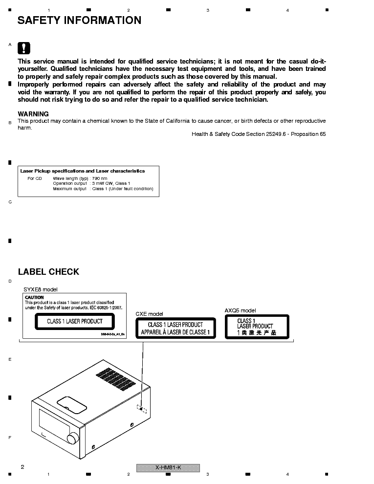 PIONEER X-HM81 X-HM71-K S RRV4322 service manual (2nd page)