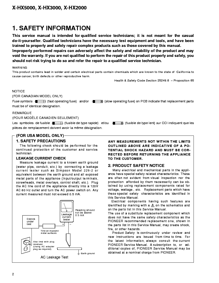 PIONEER X-HX2000 HX3000 HX5000 service manual (2nd page)